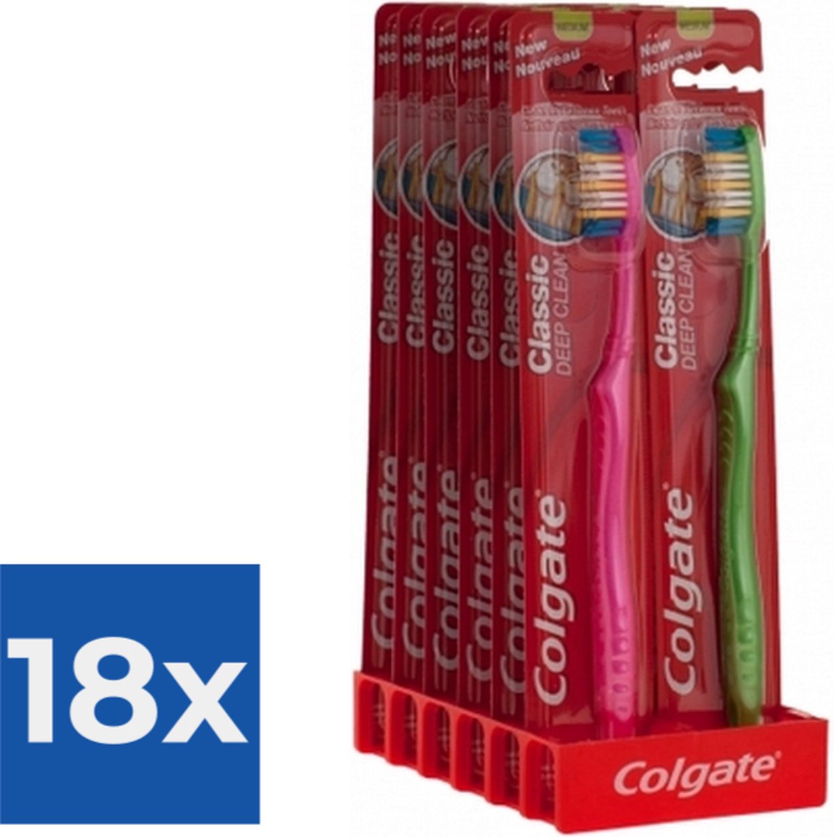 Goedkoopste Colgate Tandenborstel  Classic Deep Clean Medium- 1 tandenborstel - Voordeelverpakking 18 stuks