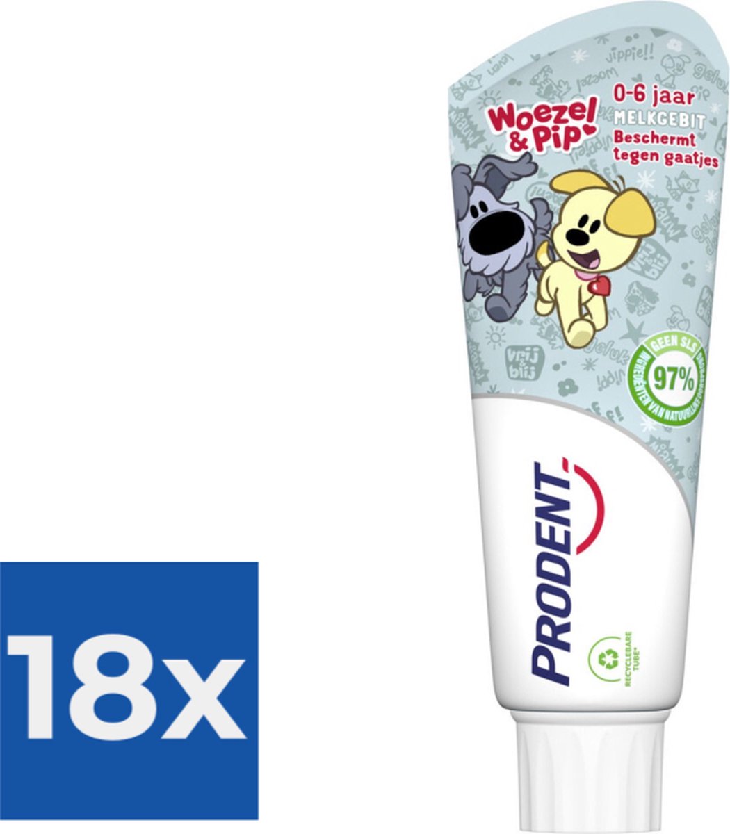 Prodent Kids Tandpasta Woezel & Pip 0 6 jaar 75ml Voordeelverpakking 18 stuks