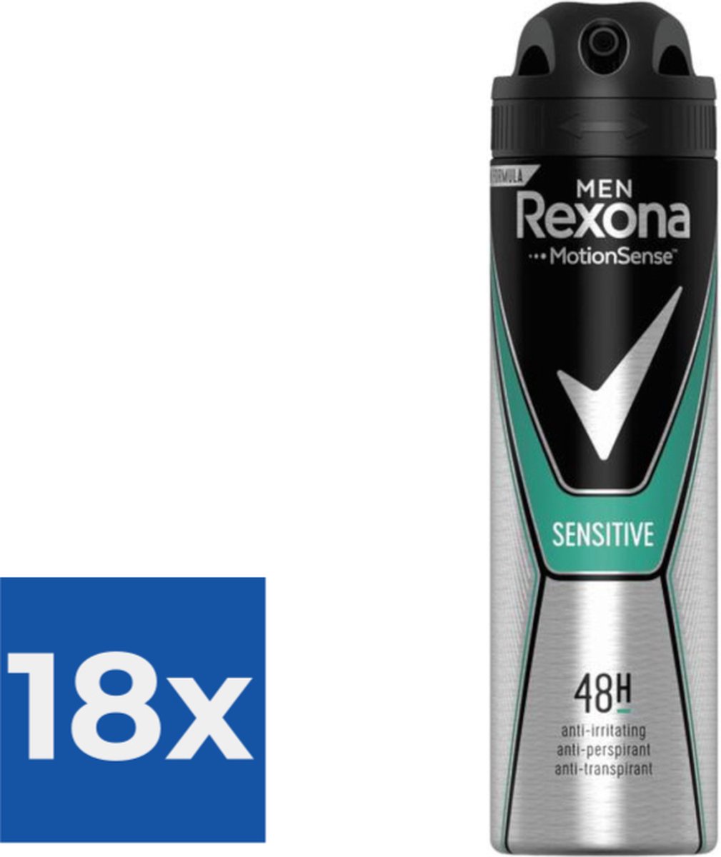 Goedkoopste Rexona Men Sensitive - 150 ml - Deodorant - Voordeelverpakking 18 stuks
