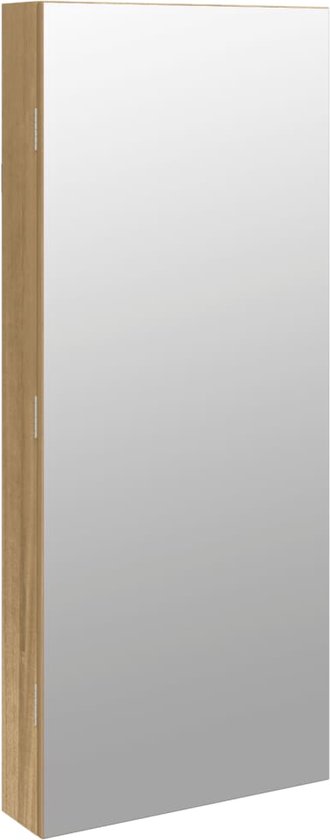 vidaXL - Sieradenkast - met - spiegel - en - LED - wandgemonteerd