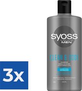 Syoss Men Clean and Cool Shampoo 440 ml - Voordeelverpakking 3 stuks
