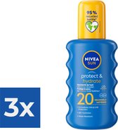 NIVEA SUN Zonnebrand Spray Protect & Hydrate SPF 20 - 200 ml - Voordeelverpakking 3 stuks