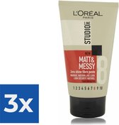 L'Oréal Paris Studio Line Matt & Messy Zero Shine Fibre Paste - 150 ml - Voordeelverpakking 3 stuks