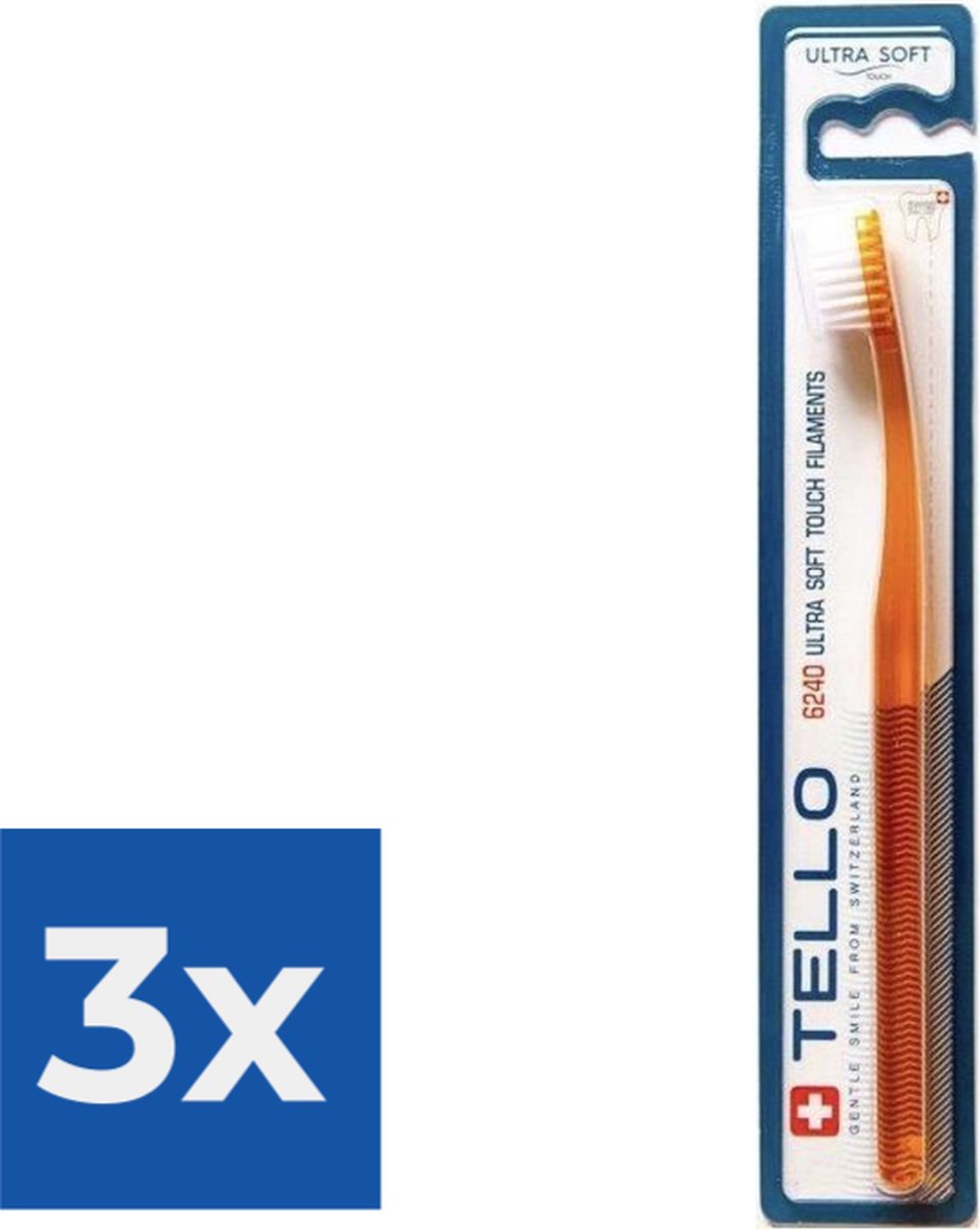 Tello Ultra Soft 6240 - Tandenborstel - Grote brostelkop - Zachte borstelharen - Voordeelverpakking 3 stuks