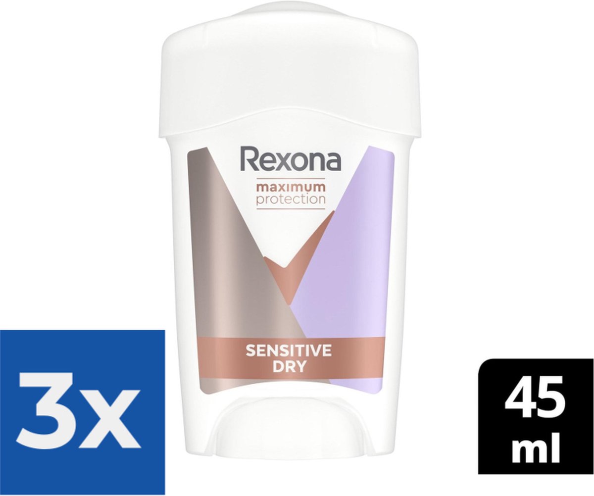 Goedkoopste Rexona Maximum Protection Deodorant Sensitive Dry - 45 ml - Voordeelverpakking 3 stuks