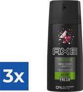 Axe Deospray - Collision Fresh Forest + Graffiti 150 ml - Voordeelverpakking 3 stuks