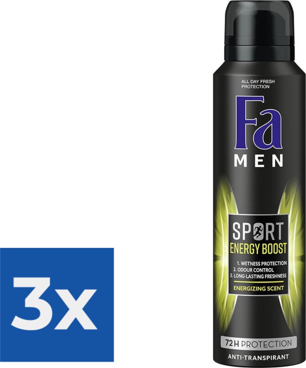 Goedkoopste Fa men Deospray Sport Power Boost - Voordeelverpakking 3 stuks