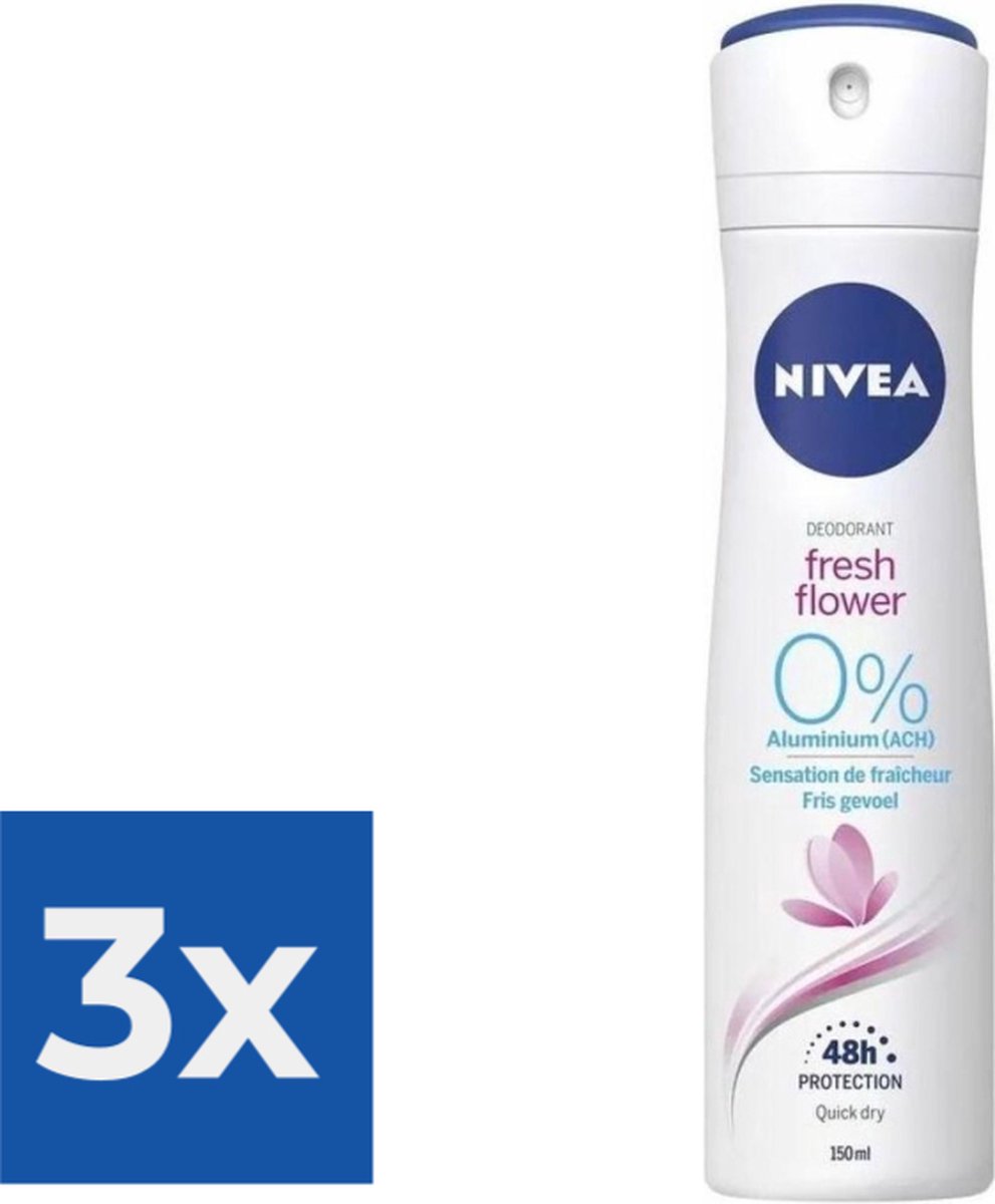 Goedkoopste Nivea Deodorant Spray Fresh Flowers 150 ml - Voordeelverpakking 3 stuks