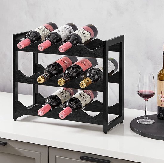 Wijnrekken Aanrecht Met Glashouder, Opvouwbaar Houten Wijnrek, 6 Flessen Keuken Wijn Organisator Voor Aanrecht, Tafelblad, Pantry, Huis, Kamer Decor, Bar, Kelderkelder (Color : /Natural