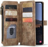CaseMe C30 Hoesje Geschikt voor Samsung Galaxy A24 | Wallet Zipper Book Case met Pasjeshouder | Beschermhoes met Portemonnee | Bruin