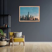Poster New York Gebouwen Skyline Rechthoek Horizontaal Met Lijst L (50 X 40 CM) - Hout - Houten Lijst - Bruine Lijst - Wanddecoratie - Posters