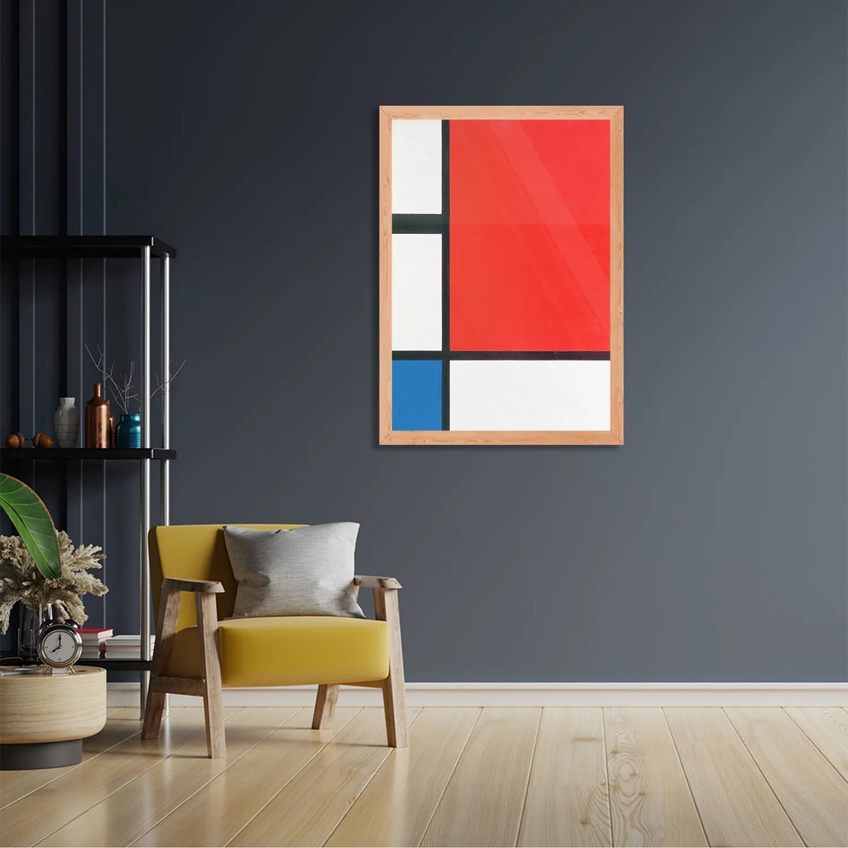 Affiche Mondriaan le rectangle rouge Rectangle Vertical Avec Cadre L ...