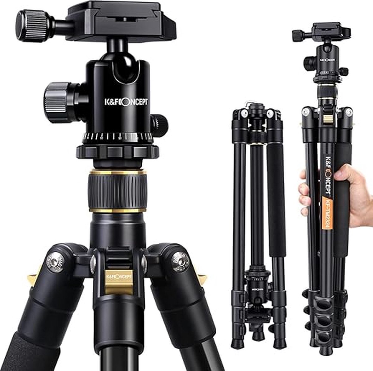 camera statief - camerastatief van aluminium, draagbaar, verbeterd smartphonestatief 162cm