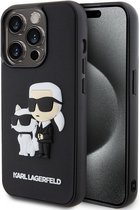 Karl Lagerfeld 3D Rubber Karl & Choupette Back Case - Apple iPhone 15 Pro (6.1") - Zwart