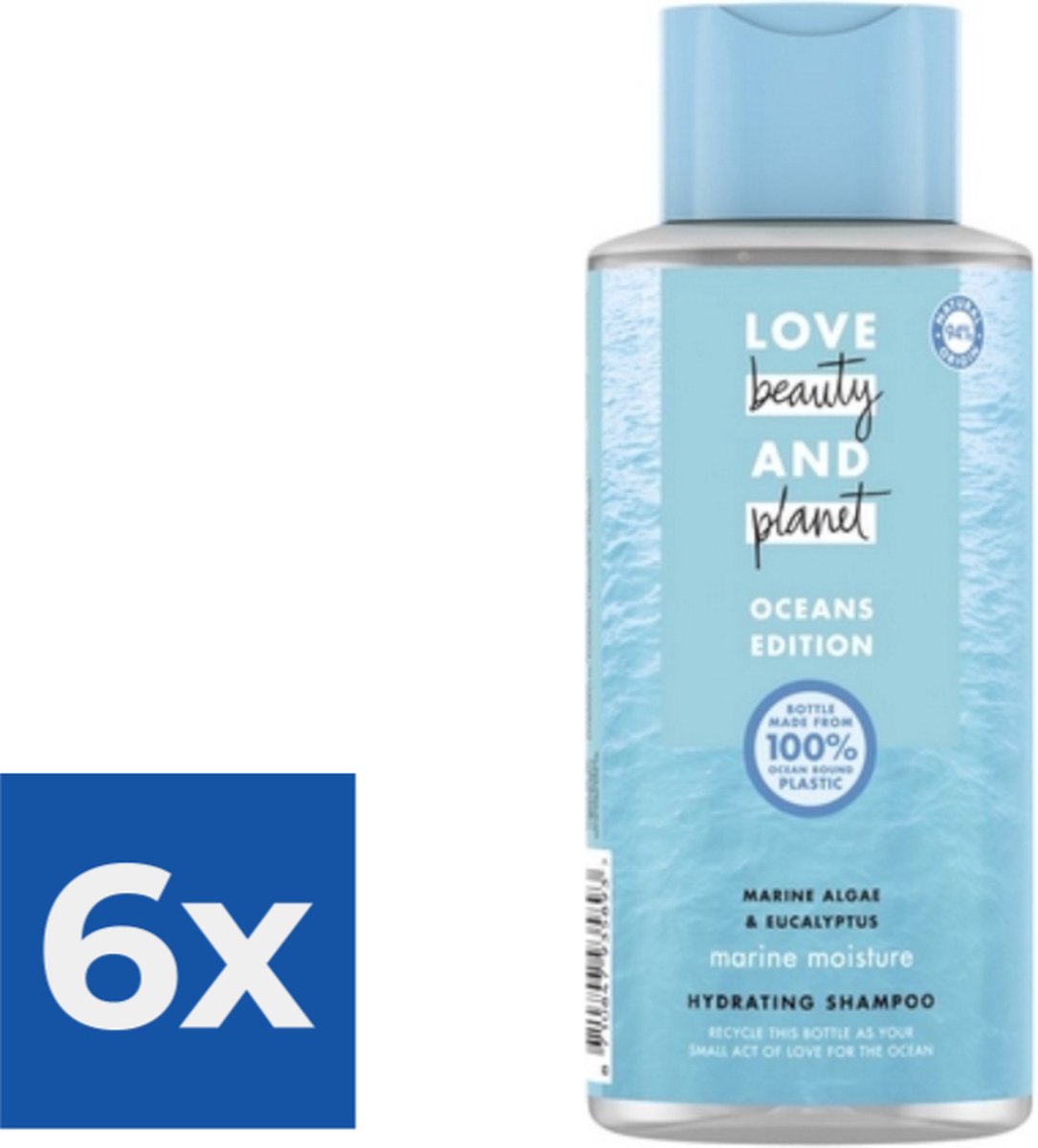 Love Beauty and Planet Marine Algae & Eucalyptus Marine Moisture Shampoo 400 ml Voordeelverpakking 6 stuks