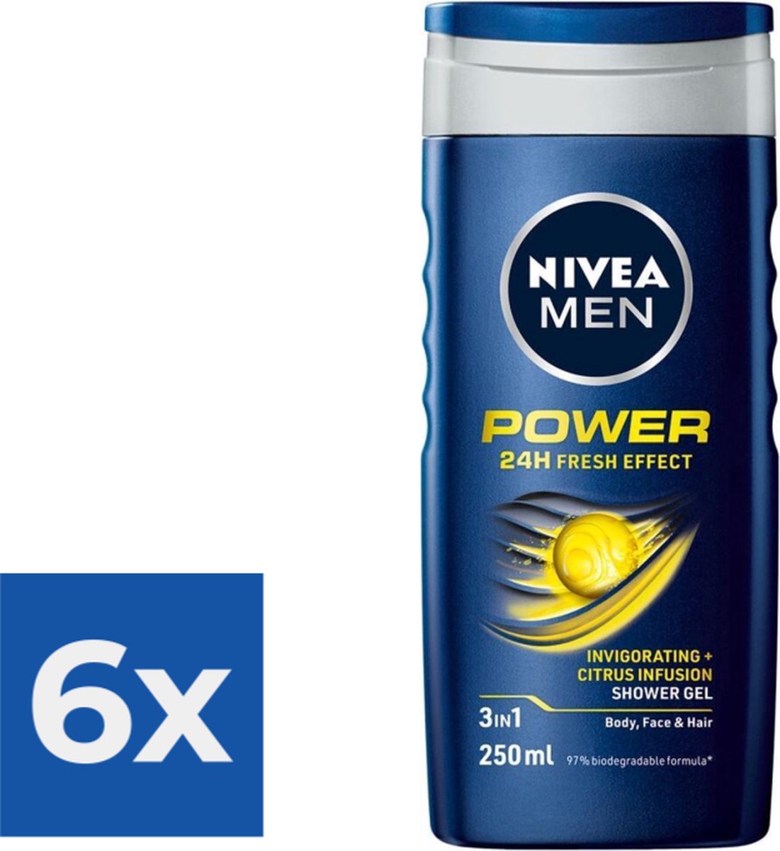 Goedkoopste NIVEA Men Douchegel - Power Refresh - Voordeelverpakking 6 x 250 ml