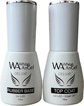 Gellex Rubber Base Coat 10ml & No Wipe Top Coat 10ml, Gel in Bottle, Gel Nagellak Led/UV Gellak Set