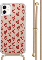 Casimoda® - Coque iPhone 11 avec cordon beige - Heartbreaker - Cordon amovible - TPU/acrylique