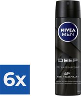 NIVEA MEN Deep Deodorant spray - 150 ml - Voordeelverpakking 6 stuks
