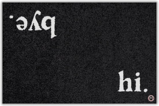 Hallo, tot ziens Deurmat 75 x 50 cm Zwart Gerecyclede Nylonvezels Robuust Ontwerp Vuilvanger Mat met Tekst - Deurmat Wasbaar voor Binnen- en Buitengebruik