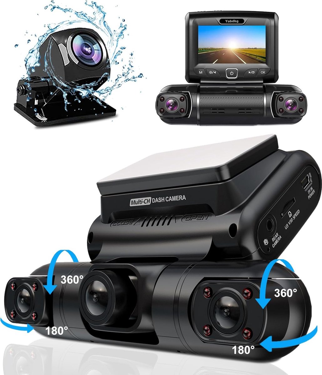Yabdbg 4 lens Dashcam Quad 4x1080P Voor, Links, Rechts en Achter Autocamera