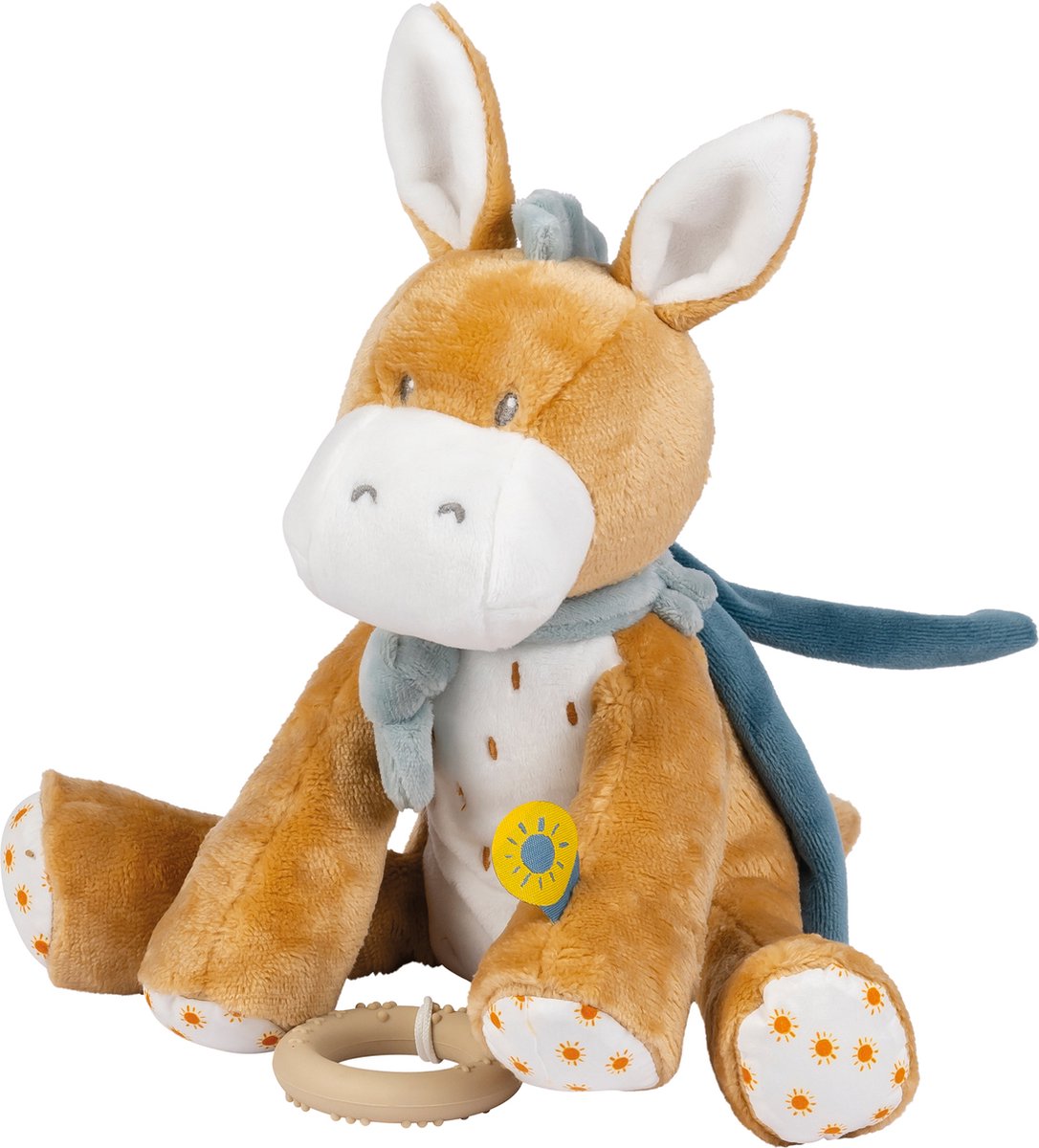 Nattou ezel Leo - Muziek Knuffel - 29 cm - Donker warm beige