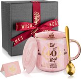 40e Verjaardagscadeaus voor vrouwen, Roze verjaardagscadeaus voor haar, Gerijpt tot perfectie, 340 ml 40e Verjaardagsmok Bedrukt met Goud, voor Dochter, Ingepakt