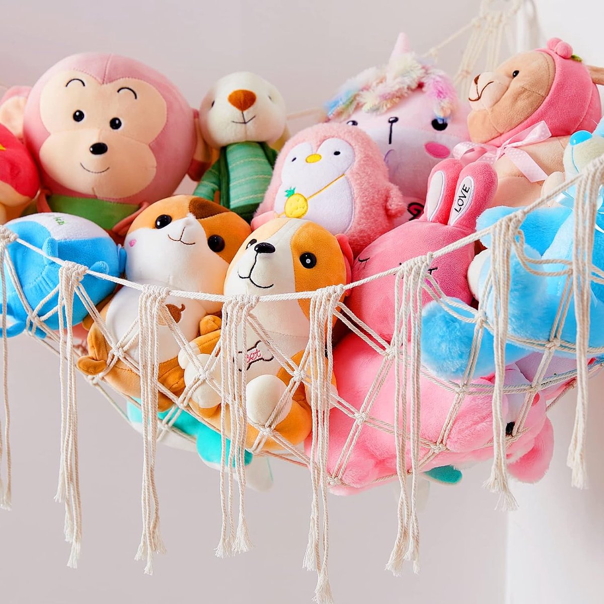 1 pièce Filet ou hamac pour animaux en peluche, organisateur de rangement  de jouets en dentelle, décoration de chambre d'enfant pour garçons et  filles, rangement suspendu pour salle de jeux pour enfants