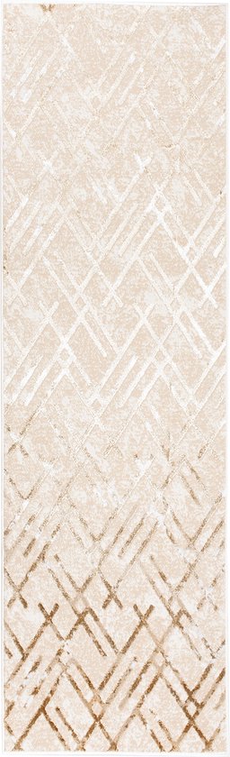 Tapiso Crystal Runner Tapis Tapis Beige à Poils Courts Taille - 80x250