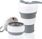 Koffiebeker opvouwbaar, [Bekermond met schroefdraad], (450 ml 16oz, 100% voedselveilige siliconen BPA-vrije koffiebeker opvouwbaar) van AniSqui - grijs