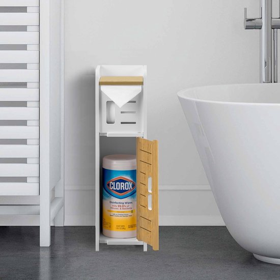 Toiletrolhouder, Chromen toiletrolhouder achter toiletkastje met opbergruimte voor toiletrollen en toiletrolhouder met toiletrolhouderinzetstuk, toiletpapieropslag voor kleine ruimtes.