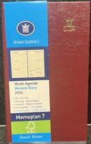 Ryam Zakagenda 2024 - Memoplan 7 BORDEAUX Met Harde Kaft op Creme Papier (9cm x 16cm)