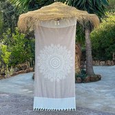 Fashion4wellness Hamamdoek Boho Desert Taupe FOUTA - STRANDLAKEN - SAUNADOEK - 200 X 95 CM KATOEN