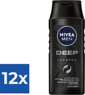 NIVEA Men Deep Shampoo - 250 ml - Voordeelverpakking 12 stuks