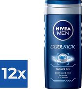 NIVEA Men Douchegel Cool Kick - 250 ml - Voordeelverpakking 12 stuks