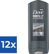 Dove Douchegel Men - Care Elements Charcoal & clay 400ml - Voordeelverpakking 12 stuks