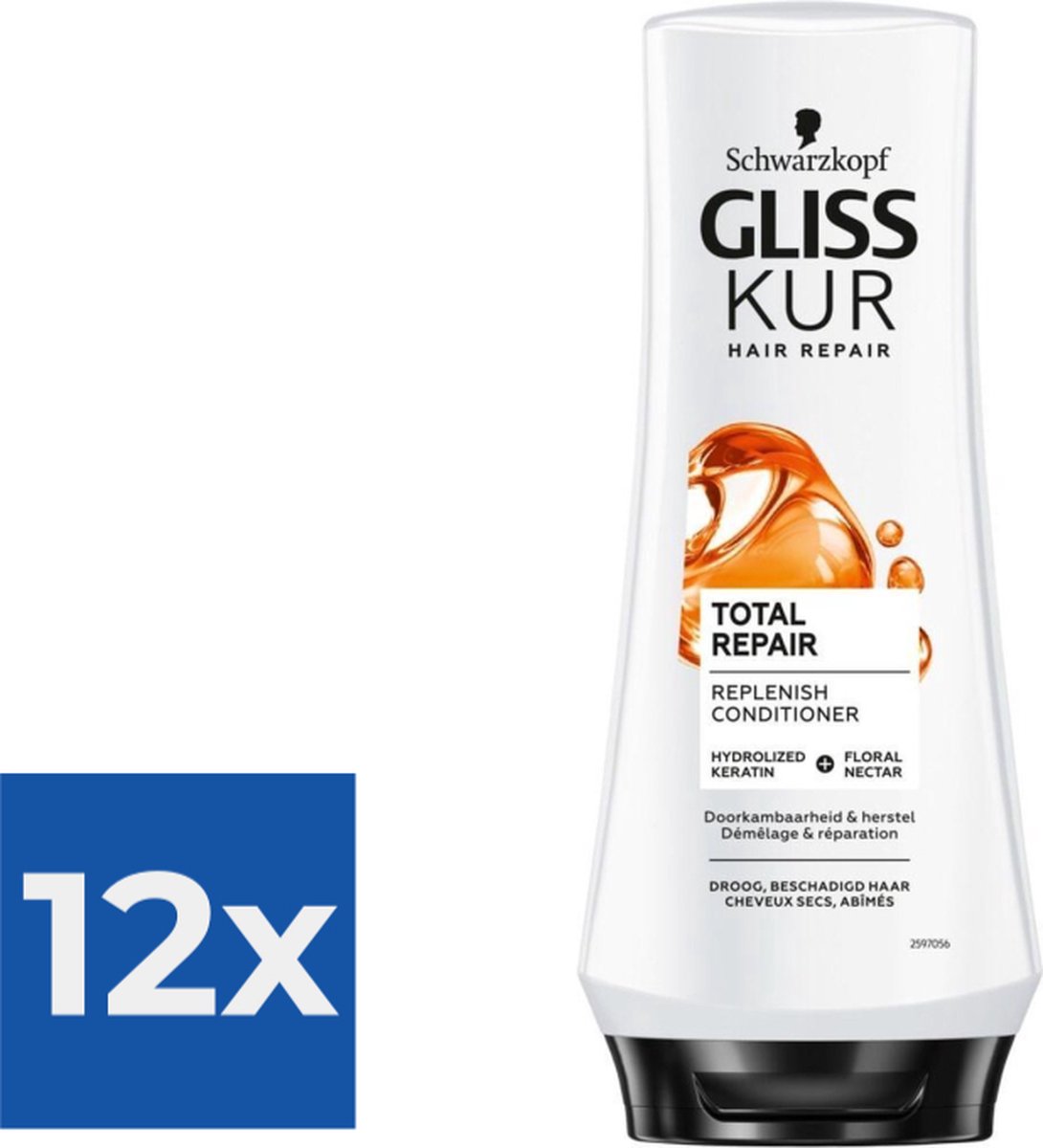 Gliss Kur Conditioner Total Repair 200 ml - Voordeelverpakking 12 stuks