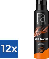 Fa Men Deospray Dark Passion- 150 ml - Voordeelverpakking 12 stuks