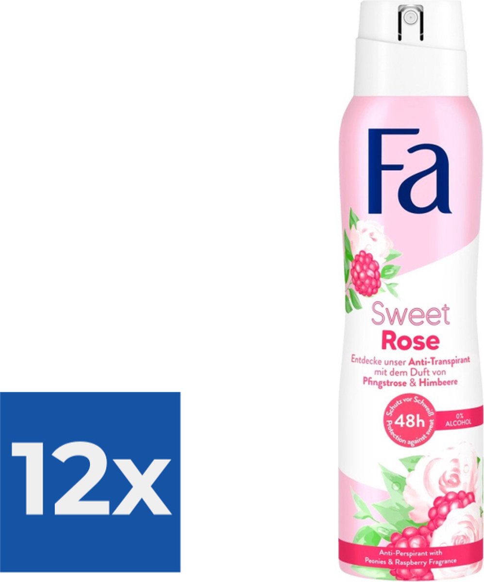 Goedkoopste Fa Deospray Sweet Rose 150 ml - Voordeelverpakking 12 stuks