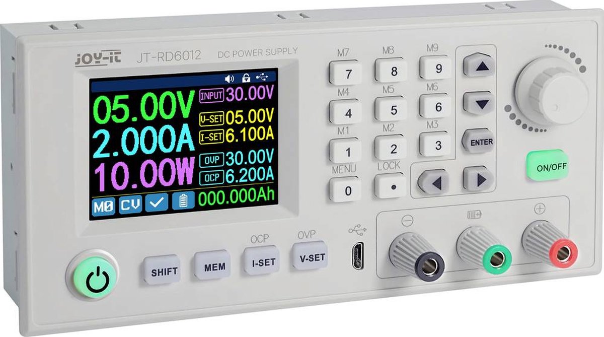 Joy-it RD6012 Labvoeding, regelbaar 0 - 60 V 0 - 12 A Op afstand bedienbaar, Programmeerbaar, Smal model