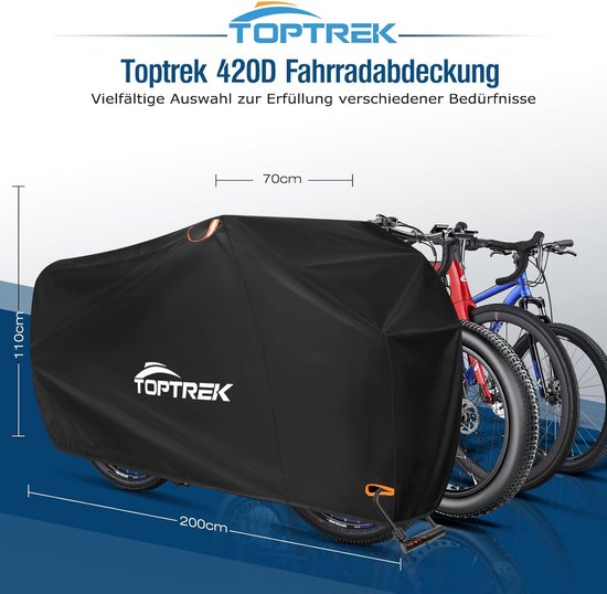 Foto: Fietshoes waterdicht 420d oxford weefsel regenbescherming voor fietsen voor alle weersomstandigheden fietsbeschermhoes met zak 200 x 110 x 70 cm