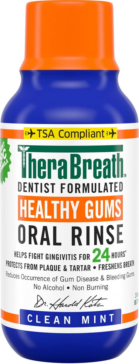 TheraBreath Healthy Gums Mouthwash – Anti-Gingivitis – Clean Mint – Travel Size – Mondwater – 88 ml
