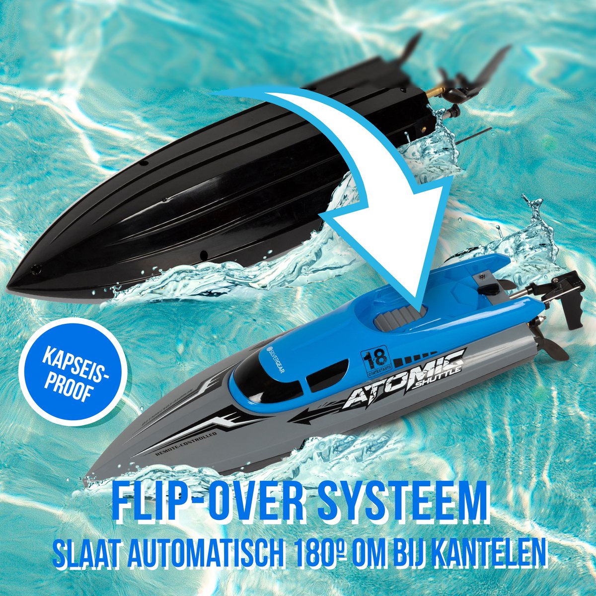 Bestuurbare Boot 30km/u - 150m Bereik - Kapseis-Proof - Kinderen - Voor Buiten - RC