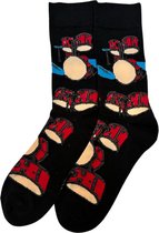 Sokken met Drumstel - Maat 37-41 - Muziek Sokken Dames - Leuke sokken voor Drummers en Muziekliefhebbers