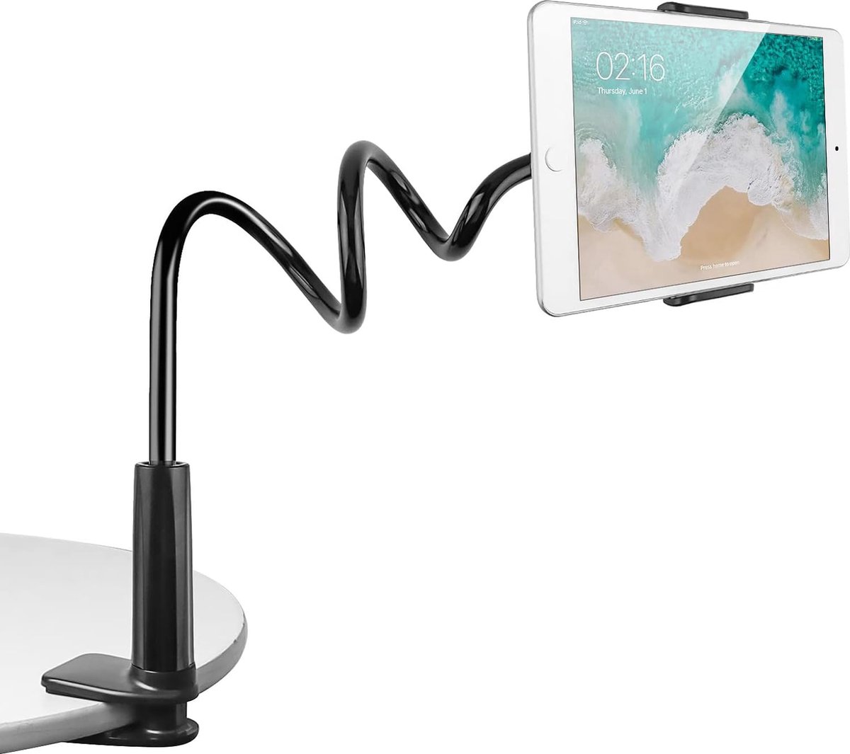 Zwanenhals tablethouder, tabletstandaard, 360° flexibele arm, Lazy bed, tablethouder, voor iPad Pro Mini Air, Galaxy Tabs, 4-11 inch mobiele telefoons en tablets (zwart128)