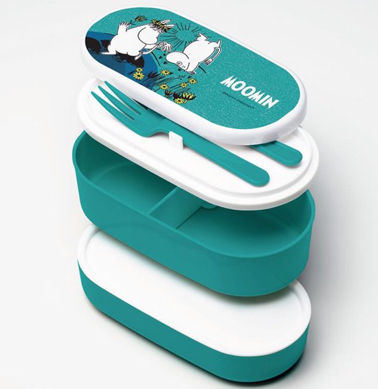 Bento Box Lunchtrommel - Moomin - Vork & Lepel 13cm - 380ml/250ml - 8,5x17x9cm