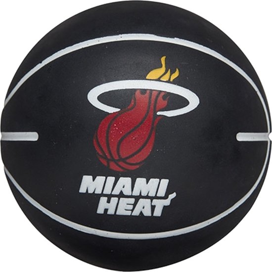 Wilson NBA Dribbler Miami Heat Mini Ball WTB1100PDQMIA, Unisex, Zwart, basketbal, maat: One size