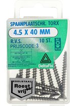 Deltafix spaanplaatschroef platkop / torx r.v.s. a2 4.5 x 40 mm 10 st.