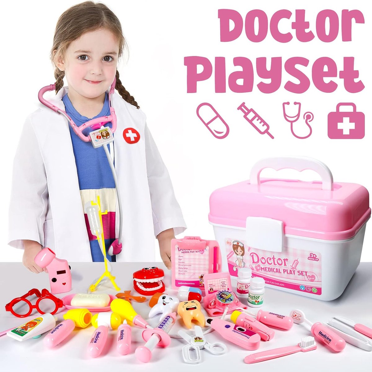 Ensemble De Médecin Pour Enfants, Set De Jeu De Docteur Pour Enfants Avec  Une Boîte De Rangement Médicale Et Un Stéthoscope De Simulation , Jouets De  Docteur Pour Les Tout-petits Garçons Et