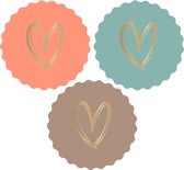 Stickers Goud Foil - 24 stuks - Stickers Heart Gold - Faded - ø 5,5 cm - Geboorte - Huwelijk Sluitsticker - Sluitzegel Groot Kartel rand – Gouden Hart - Hartjes - Stickers - Envelop sticker - Geboorte kaart - Cadeau – Gift - Traktatie - Babyshower